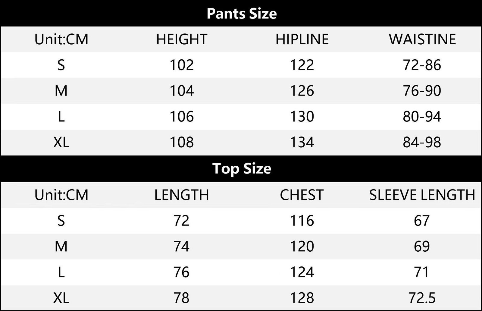 Corteiz Original Size Chart for DopDrip products