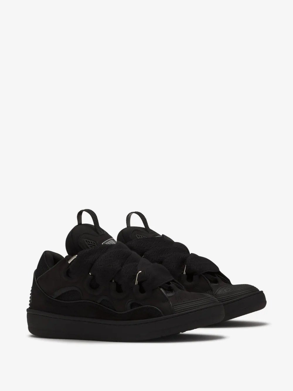 Lanvin Zigzag Lace-Up Sneakers – Black Black pair